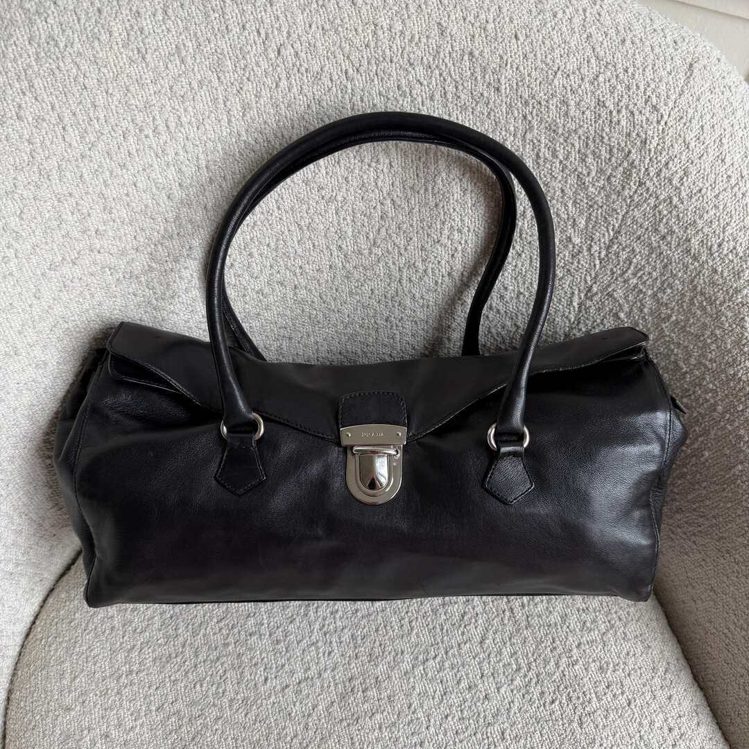 2005 Prada Easy Leather Black Shoulder Bag