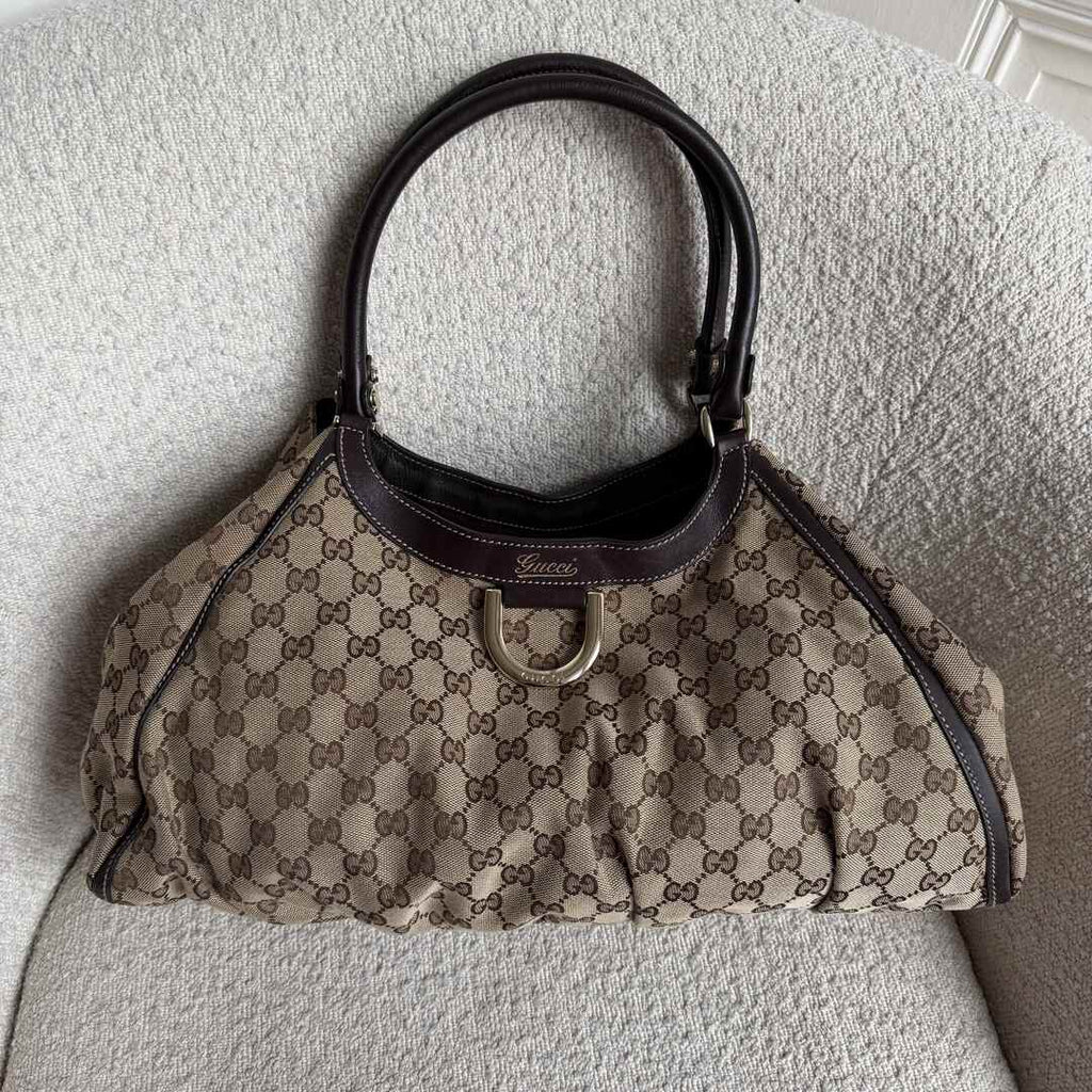 Gucci GG Canvas Abbey D Ring Brown Tote Bag