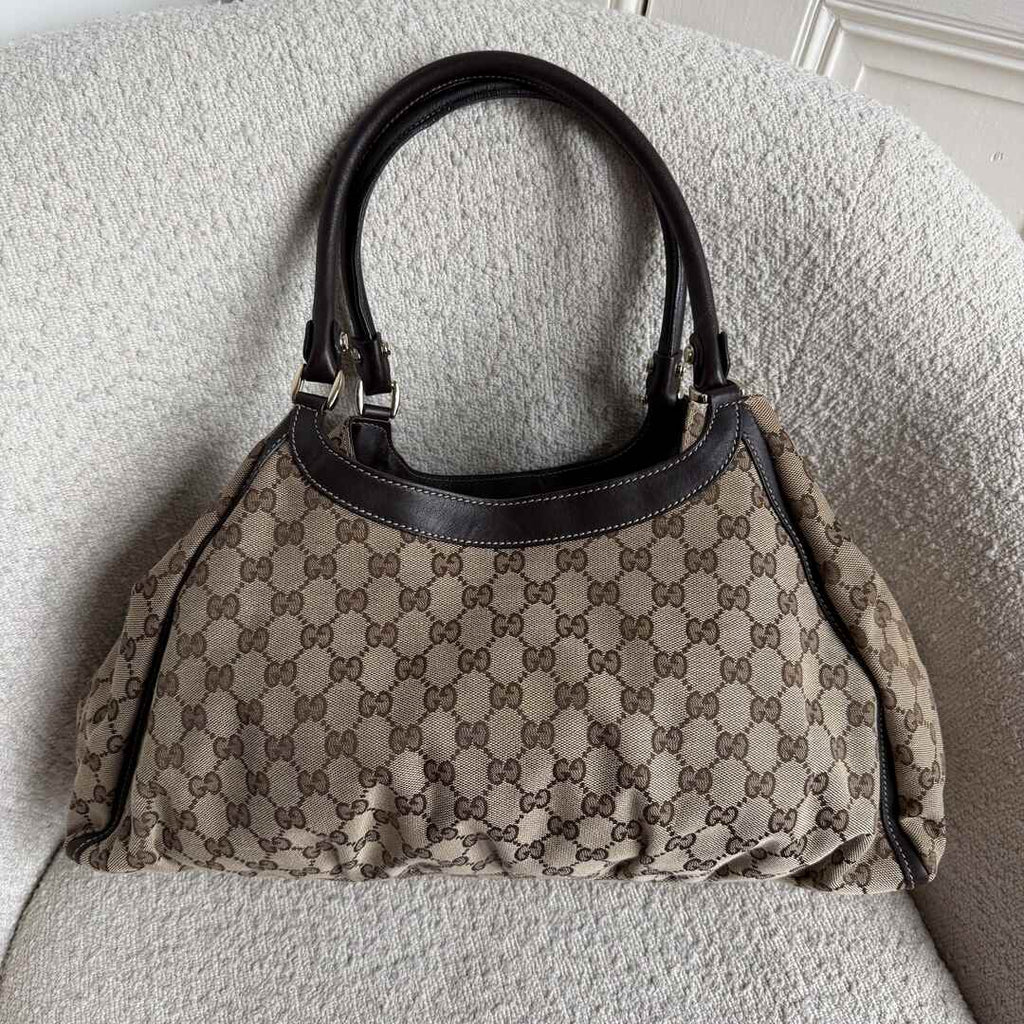 Gucci GG Canvas Abbey D Ring Brown Tote Bag