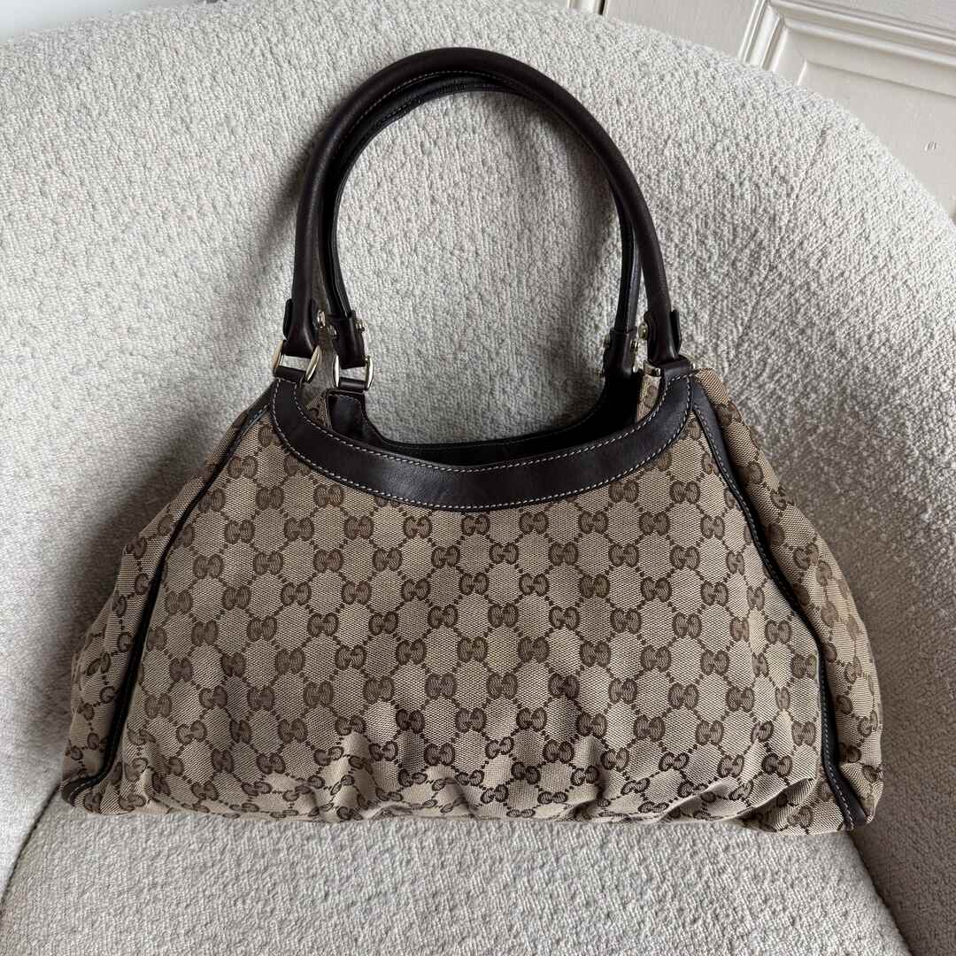 Gucci GG Canvas Abbey D Ring Brown Tote Bag