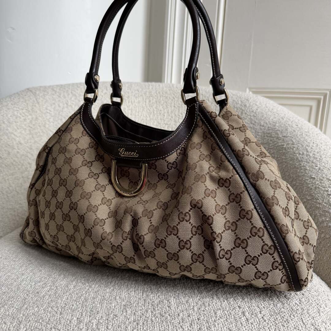 Gucci GG Canvas Abbey D Ring Brown Tote Bag