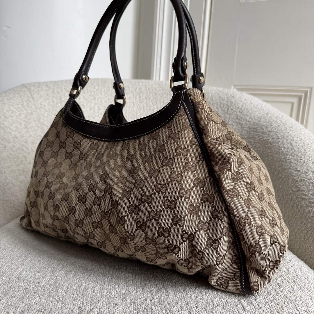Gucci GG Canvas Abbey D Ring Brown Tote Bag