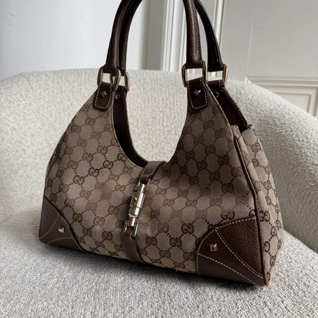 Gucci GG Canvas Jackie Brown Hobo Shoulder Bag