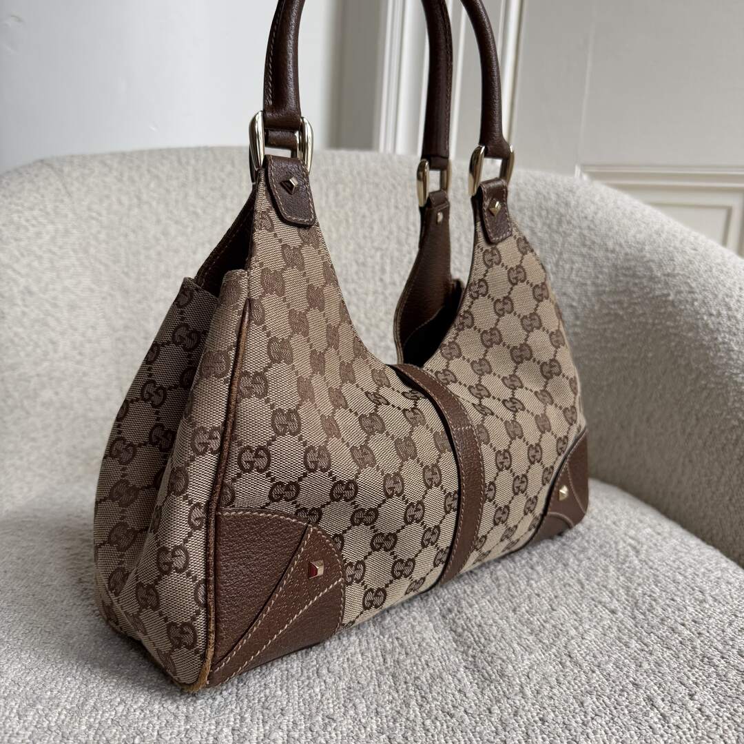 Gucci GG Canvas Jackie Brown Hobo Shoulder Bag