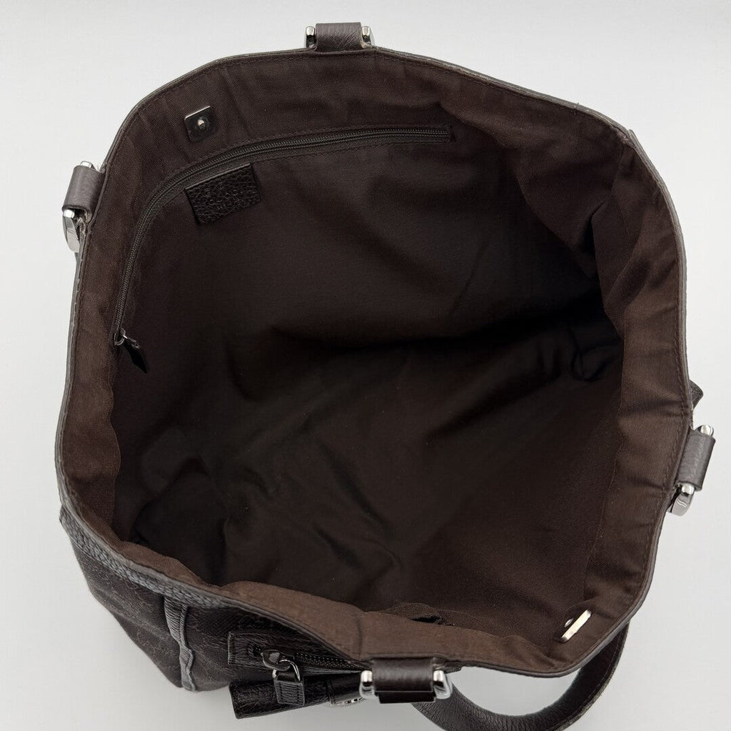 Gucci GG Canvas Abbey D-Ring Pocket Chocolate Brown Tote Bag