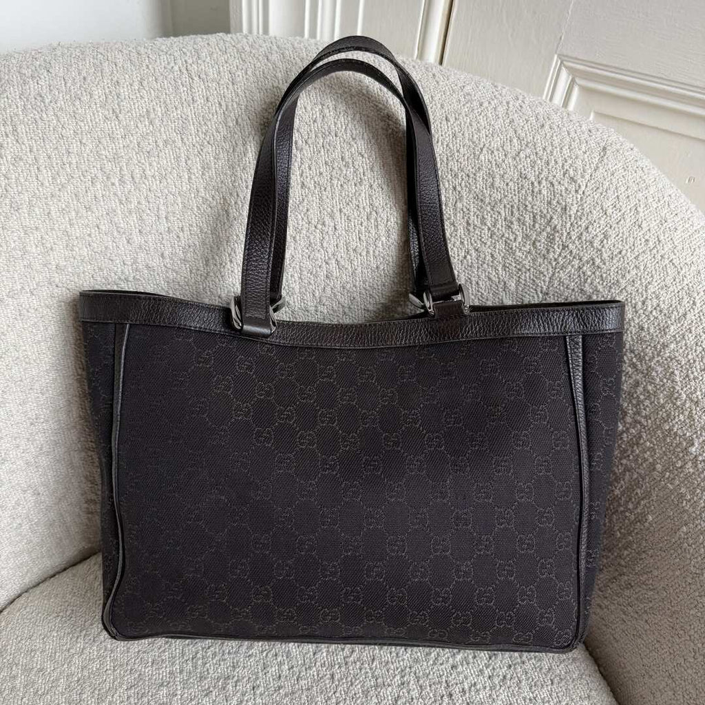 Gucci GG Canvas Abbey D-Ring Pocket Chocolate Brown Tote Bag