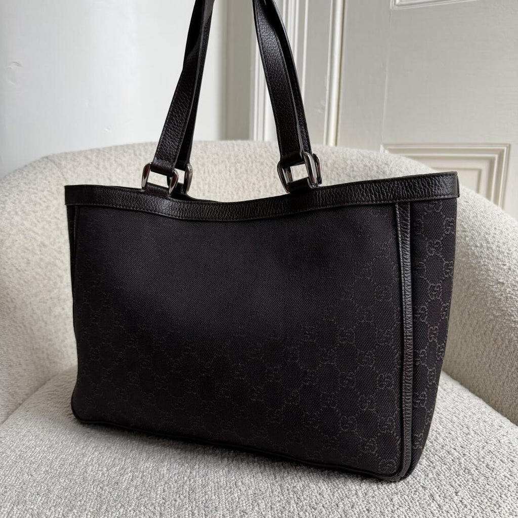 Gucci GG Canvas Abbey D-Ring Pocket Chocolate Brown Tote Bag