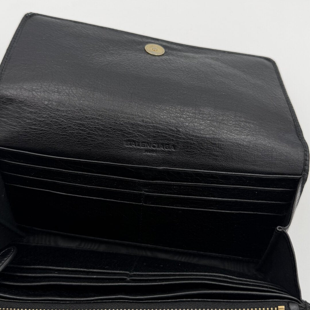 Balenciaga Giant 21 Continental Leather Black Zip Wallet