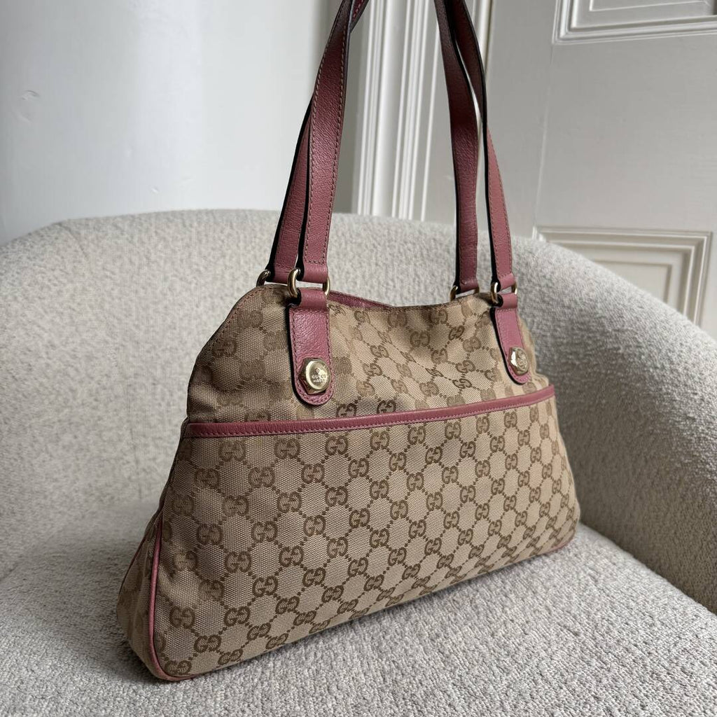 Gucci GG Canvas Charmy Pink Shoulder Bag