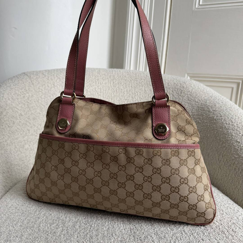 Gucci GG Canvas Charmy Pink Shoulder Bag