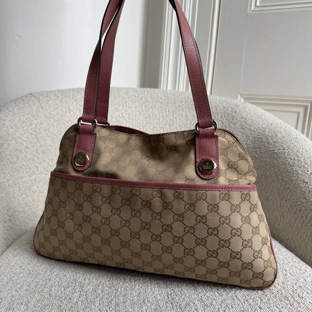 Gucci GG Canvas Charmy Pink Shoulder Bag