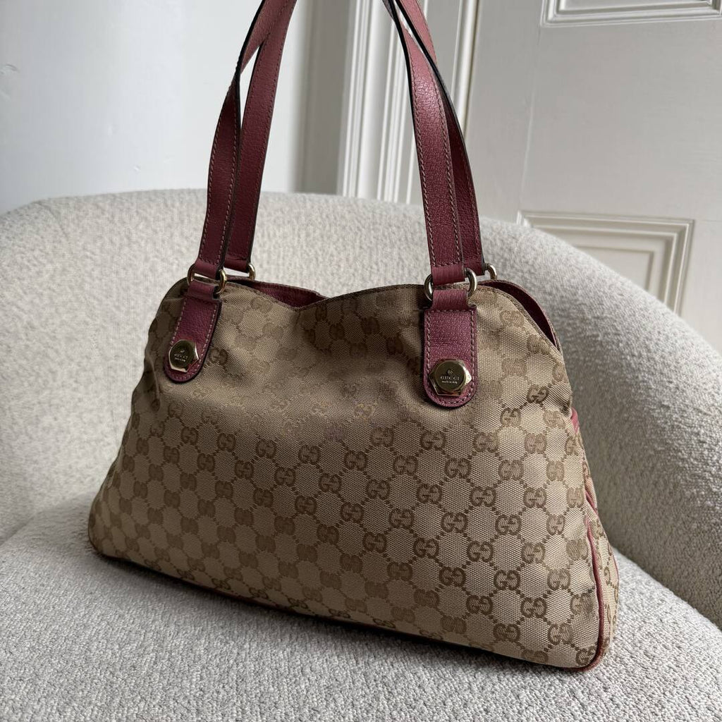 Gucci GG Canvas Charmy Pink Shoulder Bag