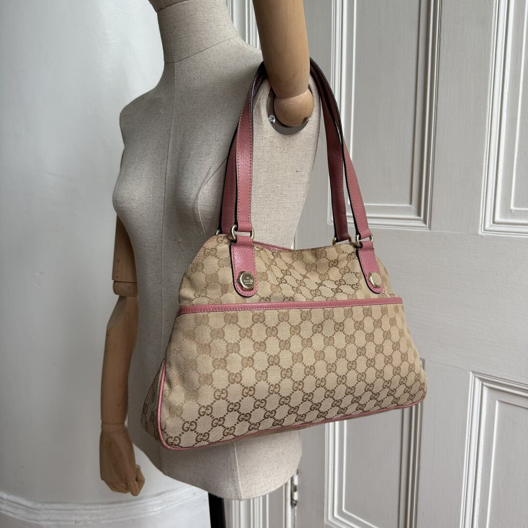 Gucci GG Canvas Charmy Pink Shoulder Bag