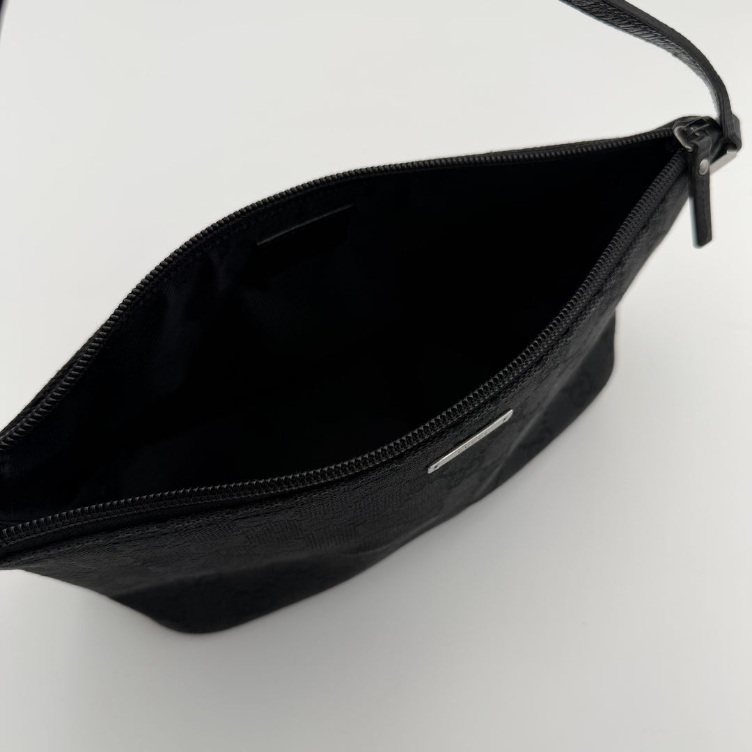 Gucci GG Monogram Black Boat Pochette Handbag