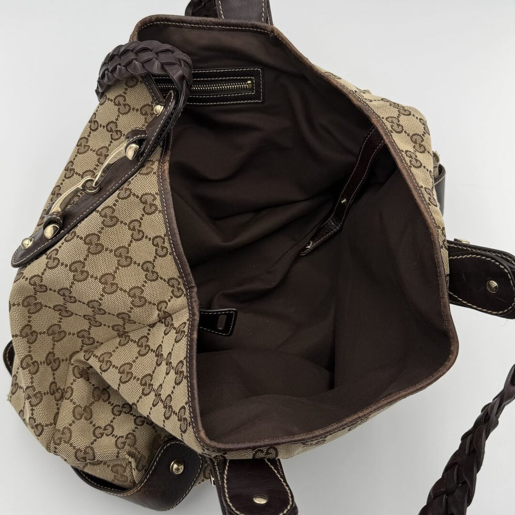 Gucci GG Canvas Horsebit Brown Tote Bag