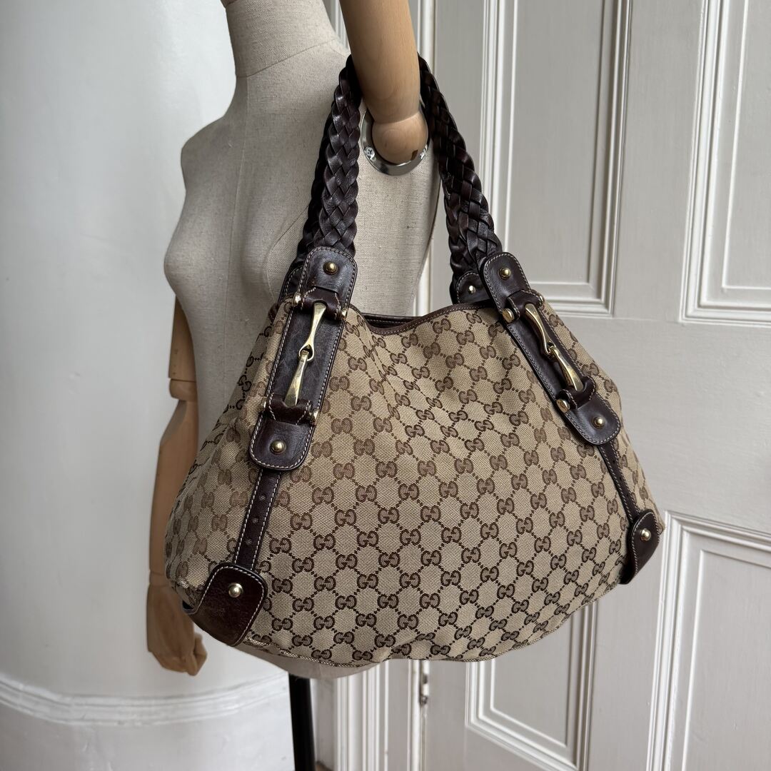 Gucci GG Canvas Horsebit Brown Tote Bag