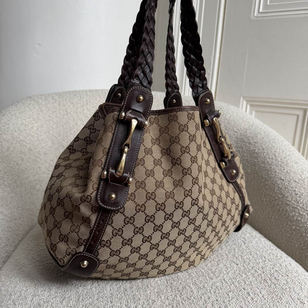 Gucci GG Canvas Horsebit Brown Tote Bag
