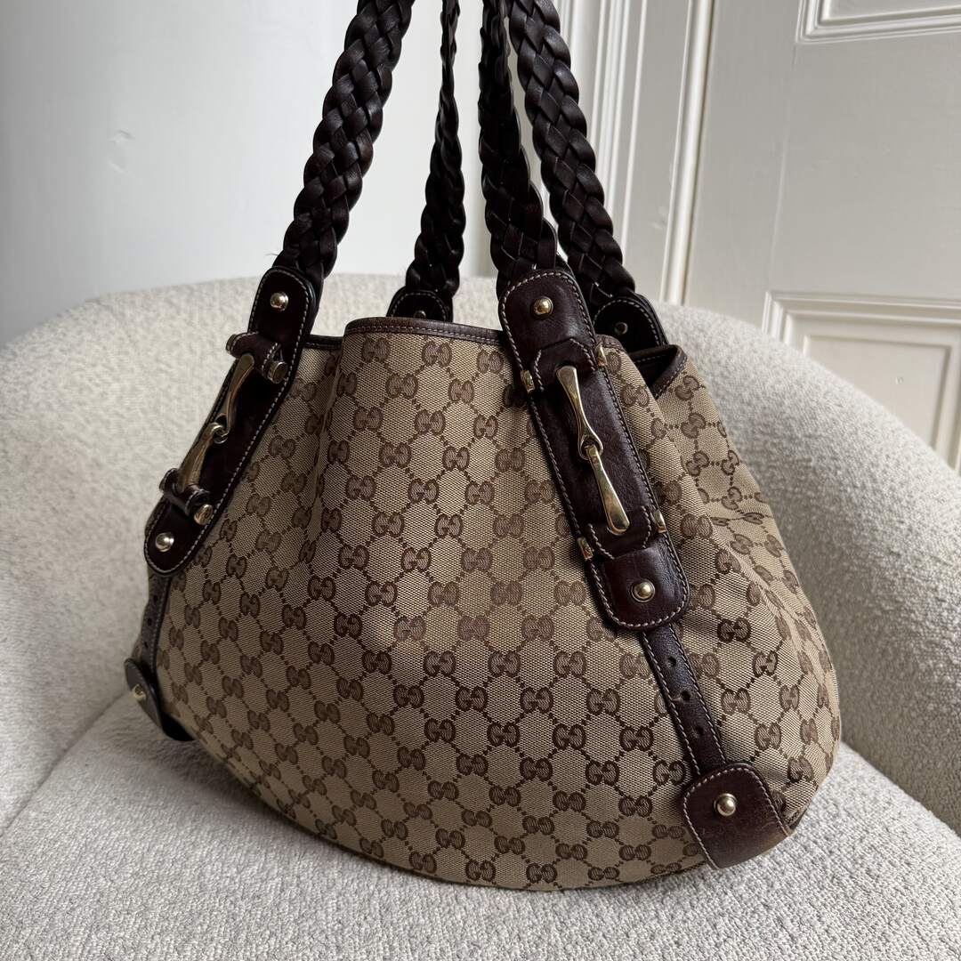 Gucci GG Canvas Horsebit Brown Tote Bag