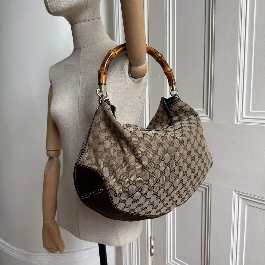 Gucci GG Canvas Peggy Brown Shouler Bag
