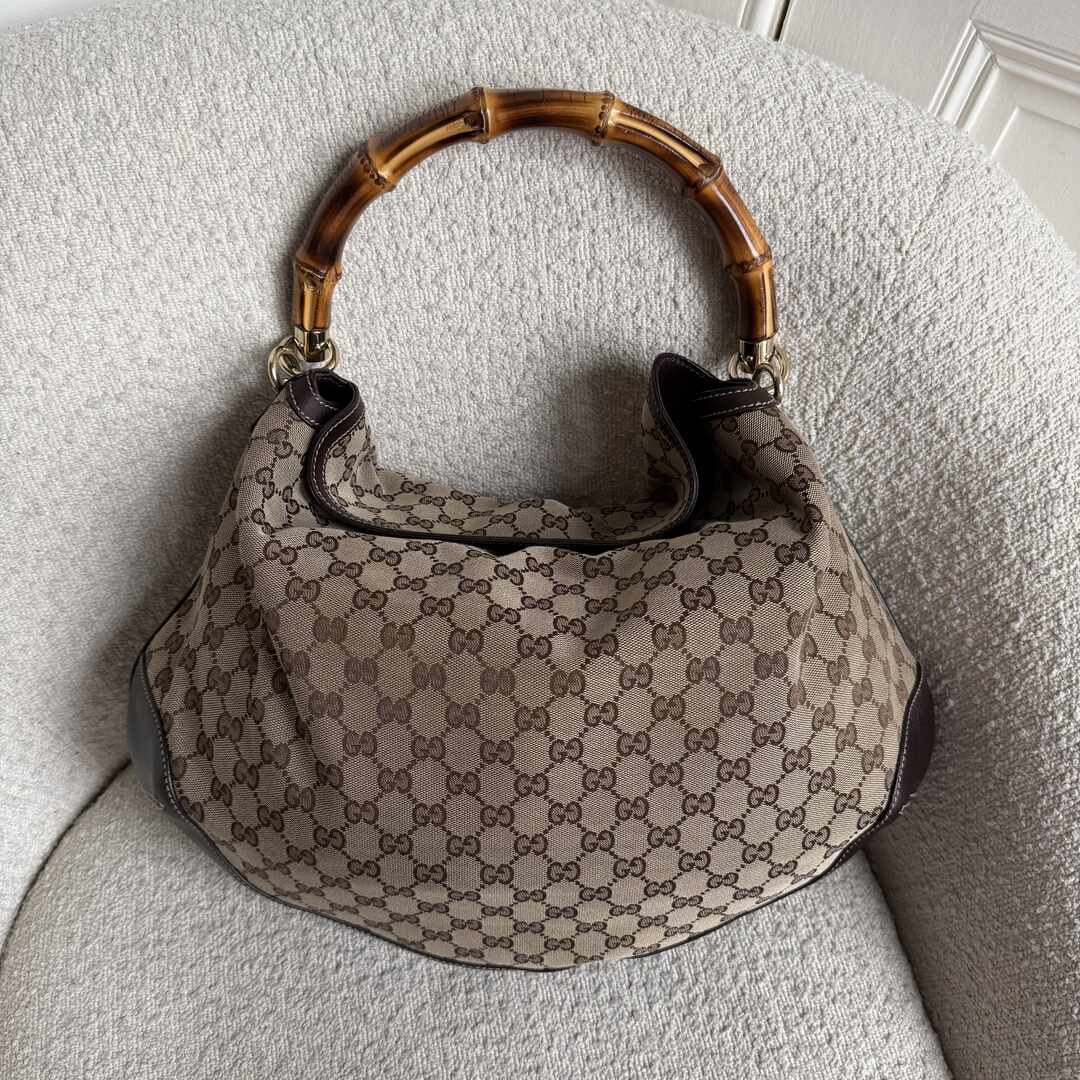 Gucci GG Canvas Peggy Brown Shouler Bag