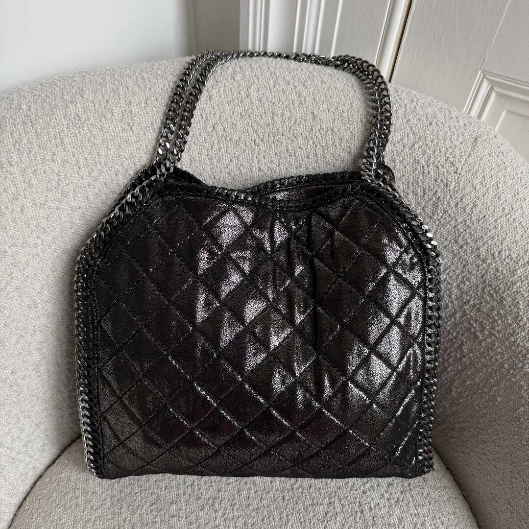 Stella McCartney Falabella Chain Quilted Metallic Silver Tote Bag