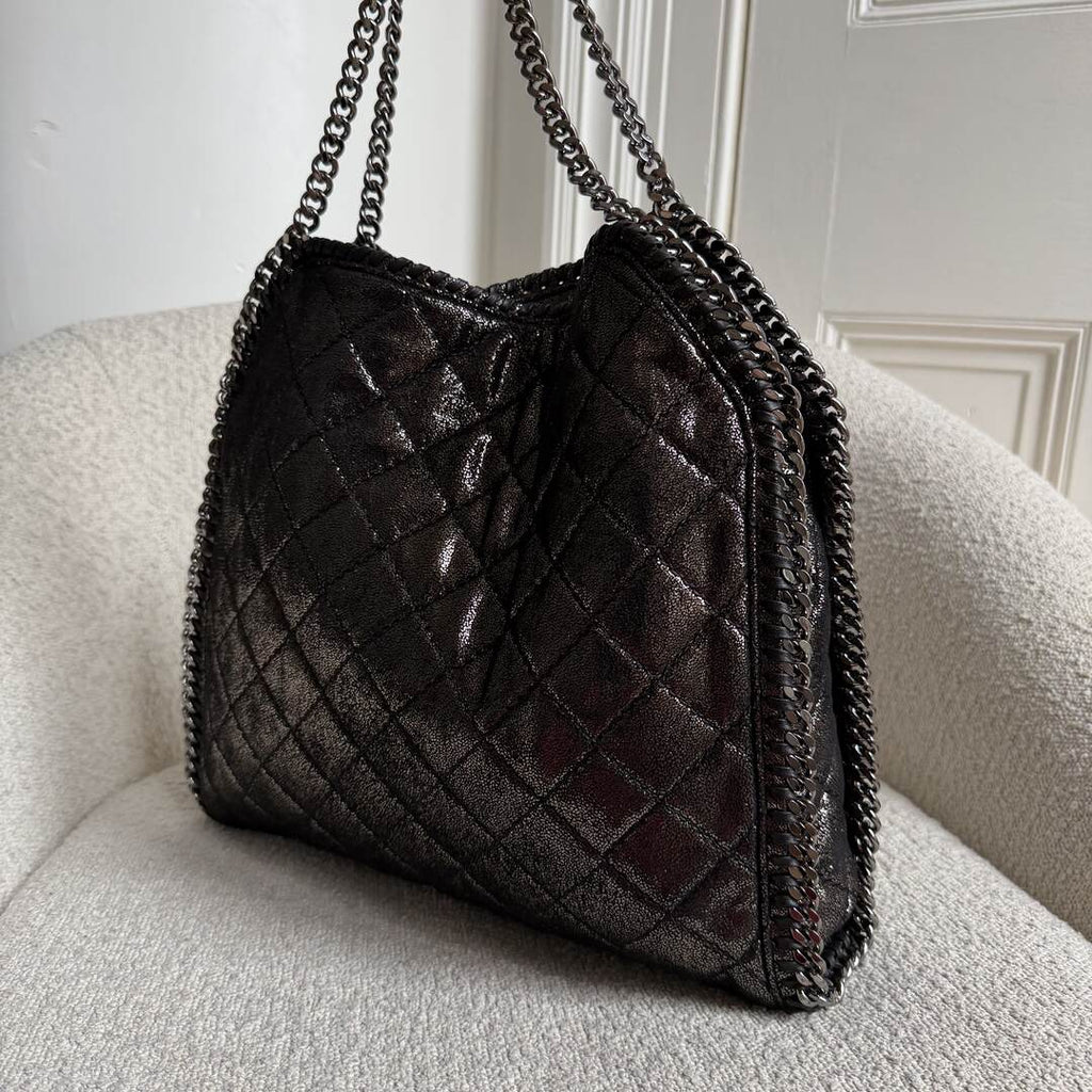 Stella McCartney Falabella Chain Quilted Metallic Silver Tote Bag