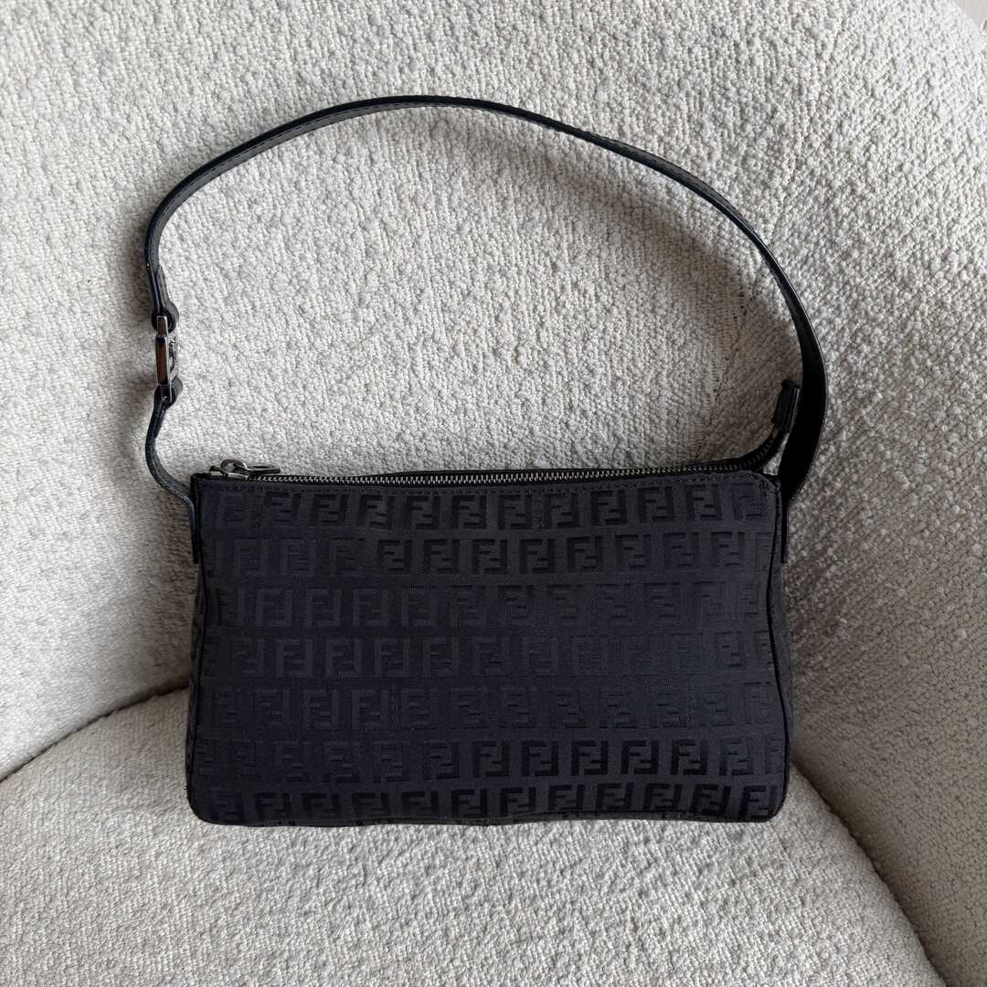 Fendi Zucchino Black Shoulder Bag