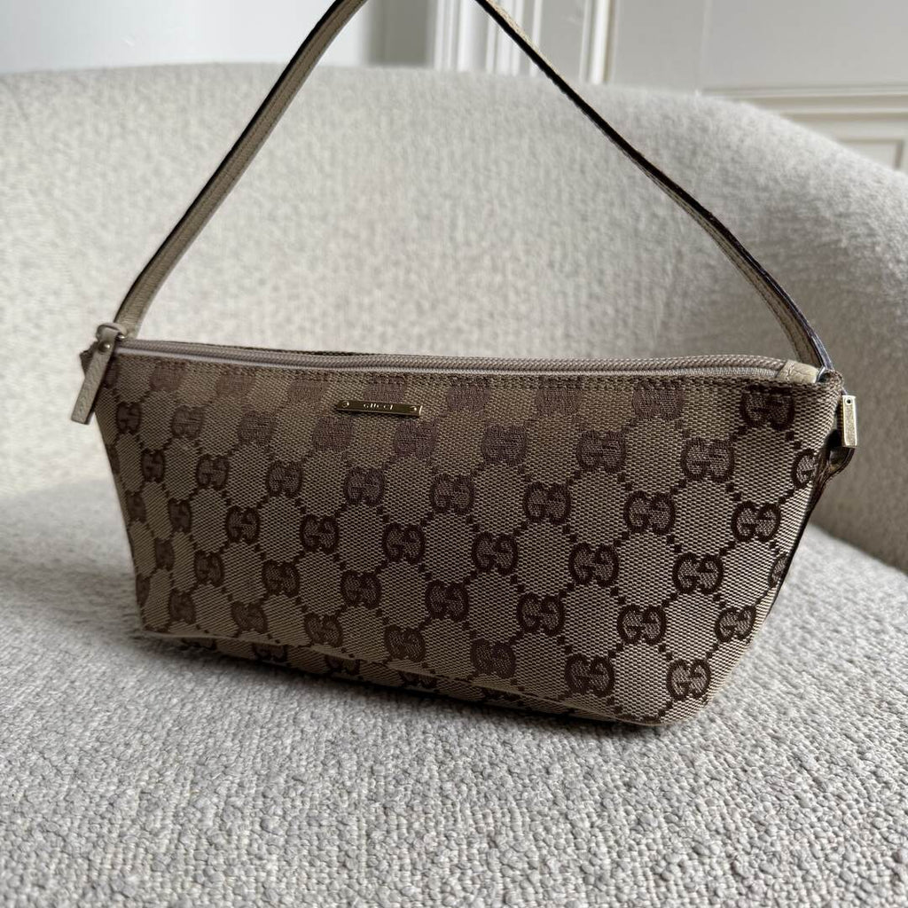 Gucci GG Monogram White Boat Pochette Handbag