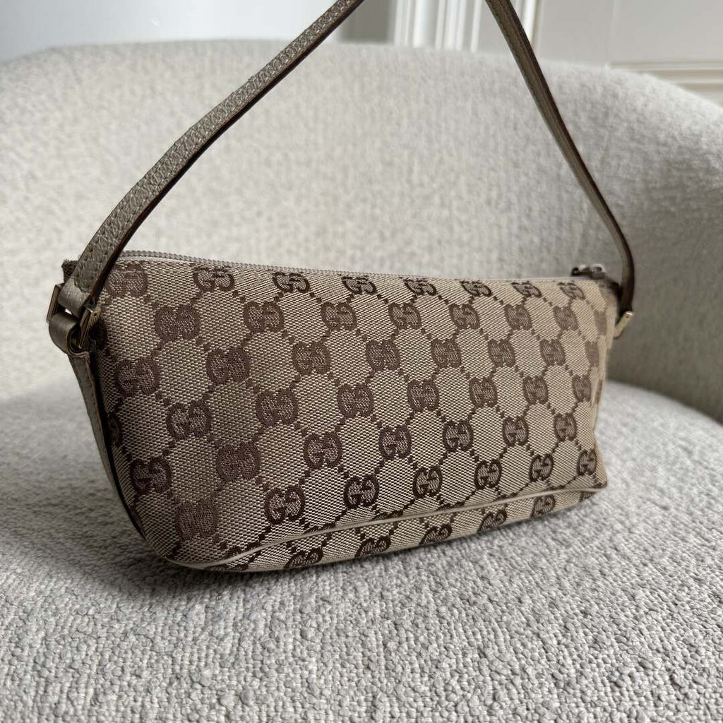 Gucci GG Monogram White Boat Pochette Handbag