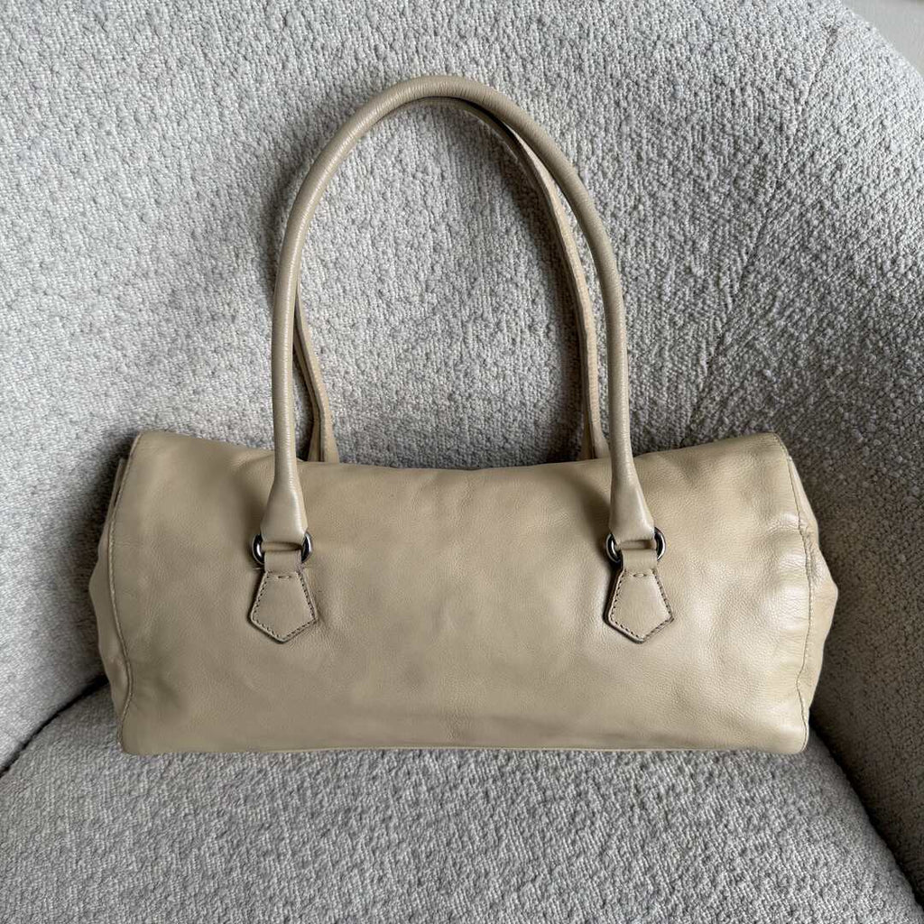 Prada Vitello Easy Leather Beige Shoulder Bag