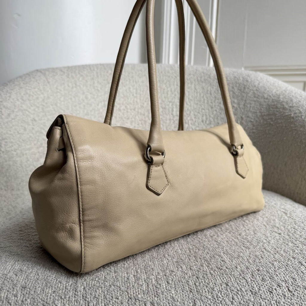 Prada Vitello Easy Leather Beige Shoulder Bag