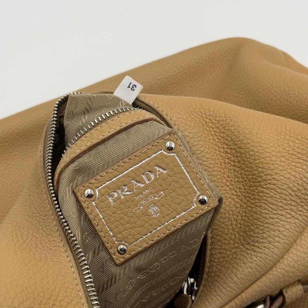Prada Vitello Daino Camel Leather Shoulder Bag