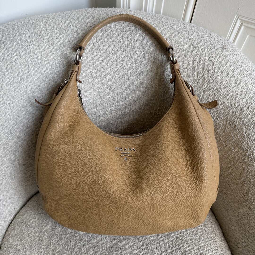 Prada Vitello Daino Camel Leather Shoulder Bag