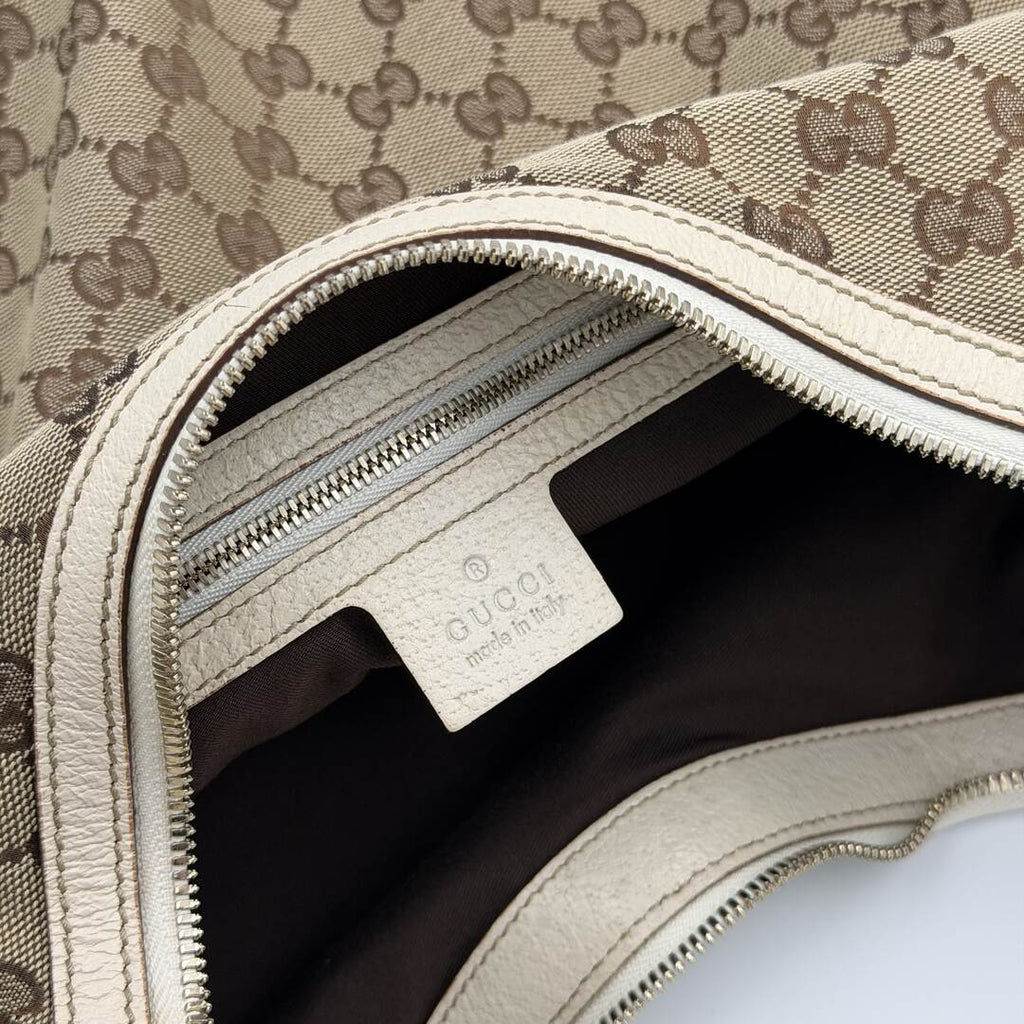 Gucci GG Canvas Glam Hobo White Shoulder Bag