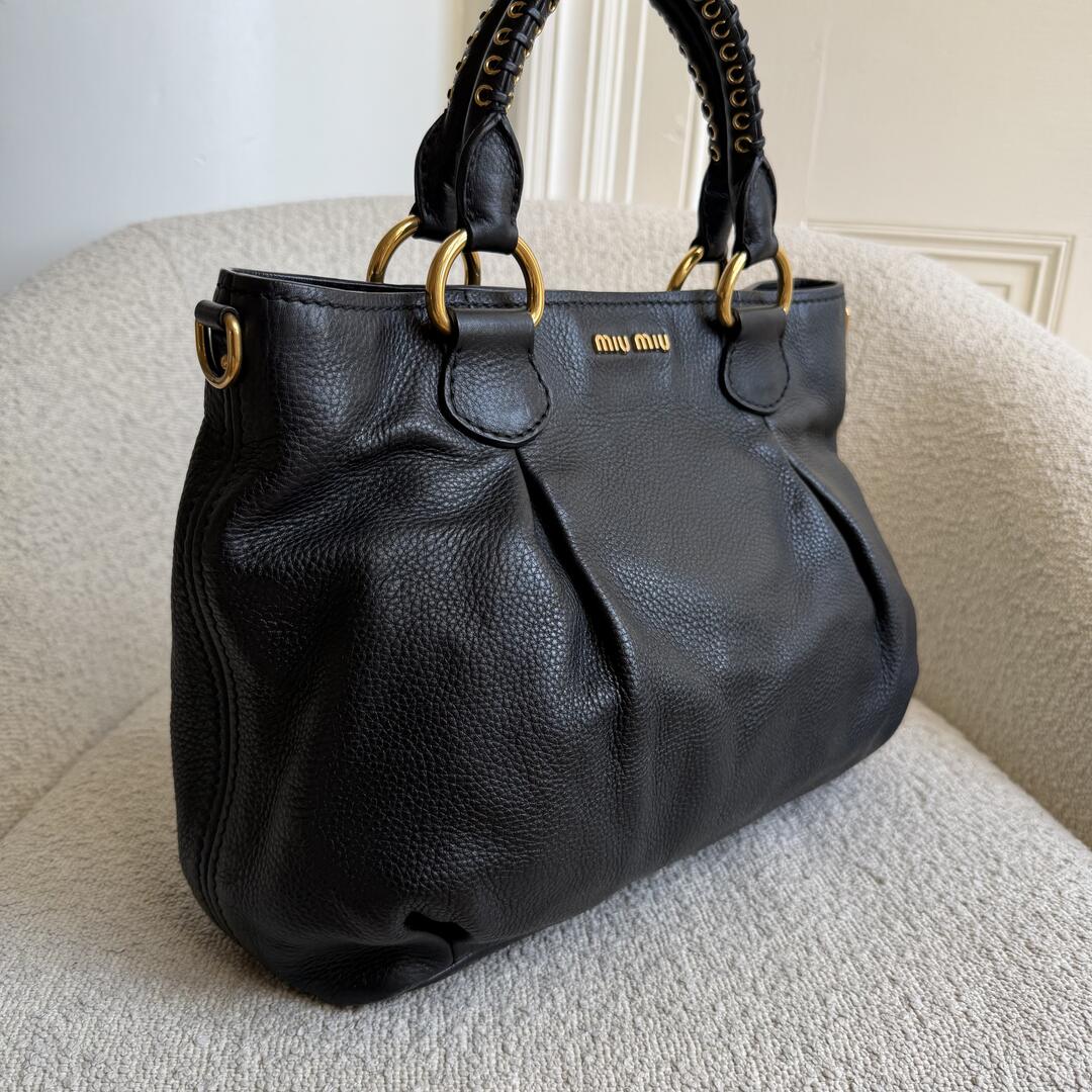 Miu Miu Vitello Leather Black Shoulder Bag