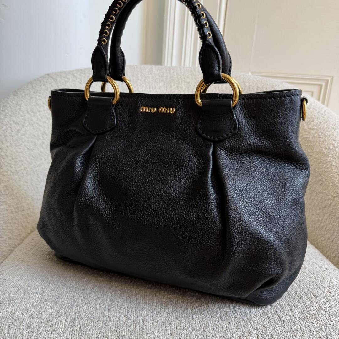 Miu Miu Vitello Leather Black Shoulder Bag