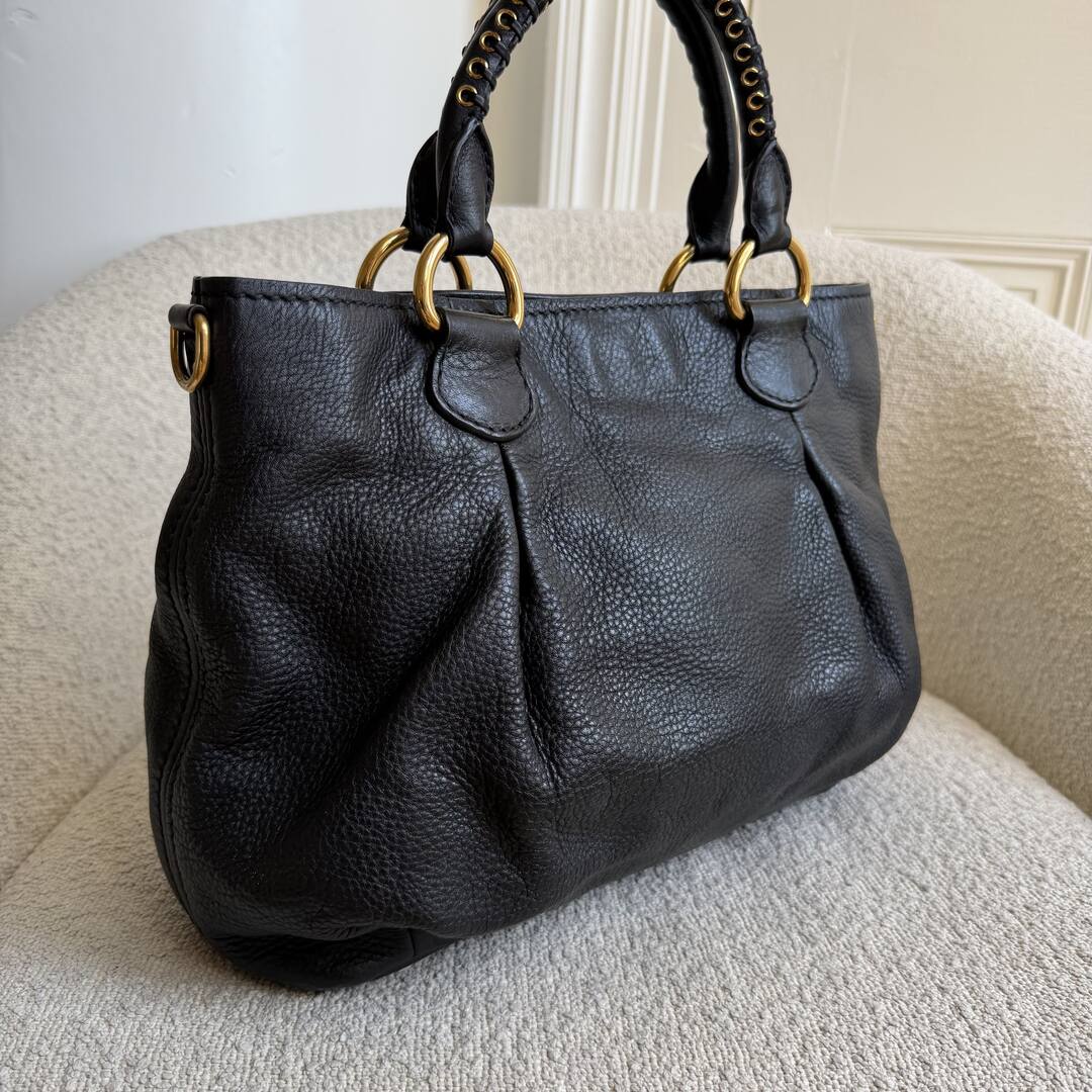 Miu Miu Vitello Leather Black Shoulder Bag