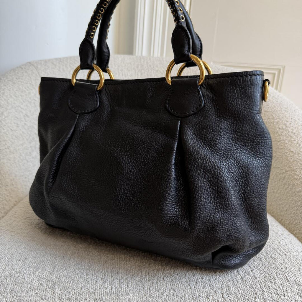 Miu Miu Vitello Leather Black Shoulder Bag