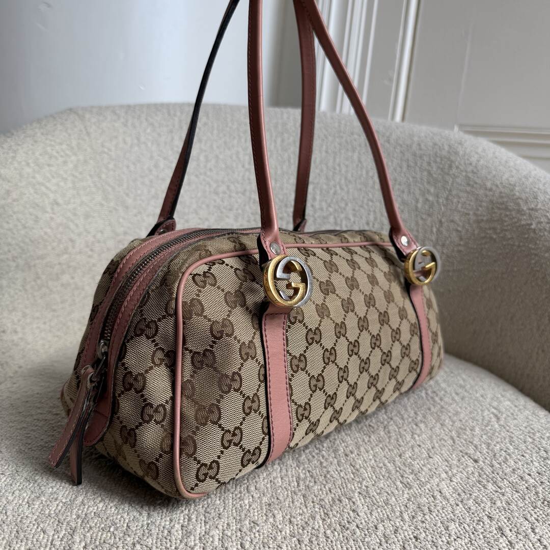Gucci GG Canvas Twins Pink Shoulder Bag