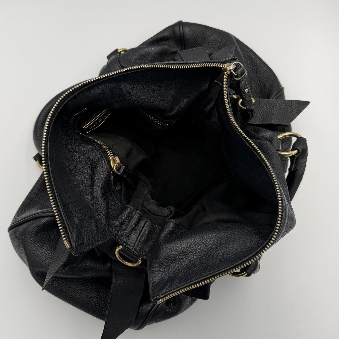 Miu Miu Vitello Lux Black Leather Handbag