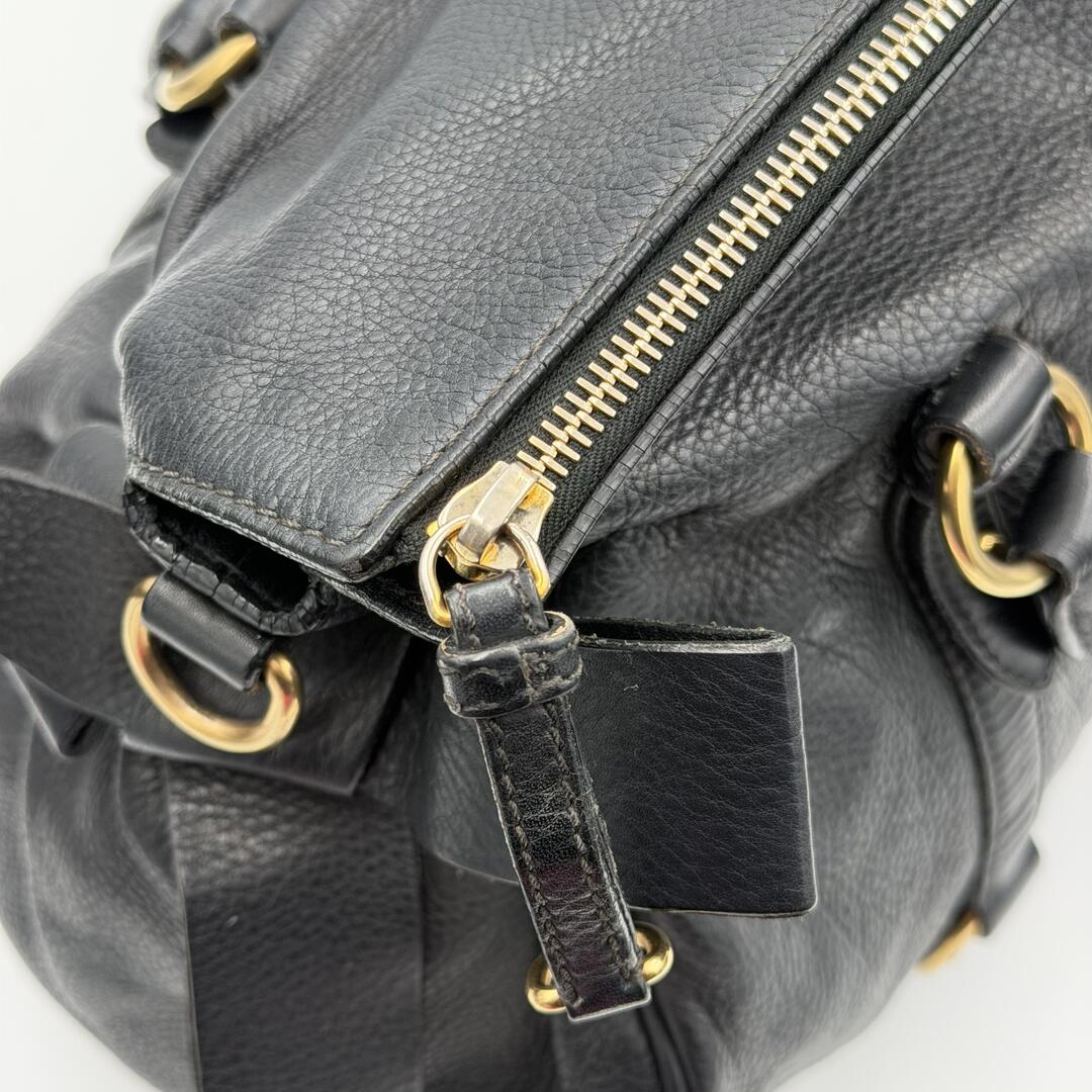 Miu Miu Vitello Lux Black Leather Handbag