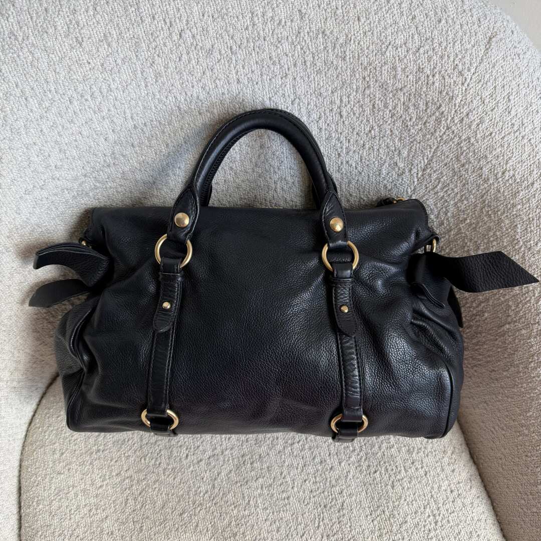 Miu Miu Vitello Lux Black Leather Handbag