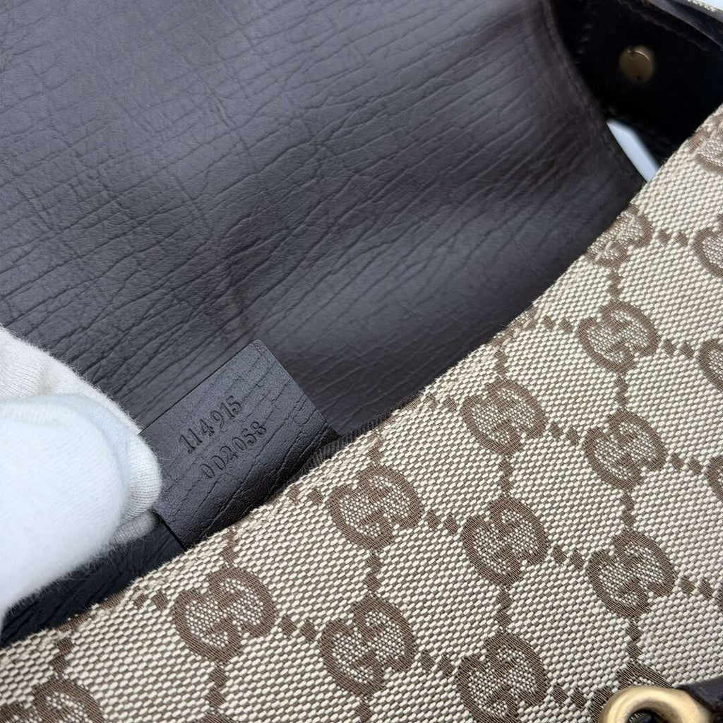 Gucci GG Canvas Horsebit Chain Brown Shoulder Bag
