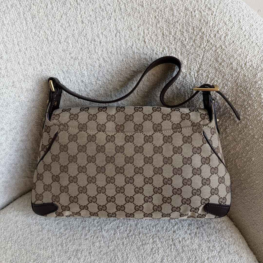 Gucci GG Canvas Horsebit Chain Brown Shoulder Bag