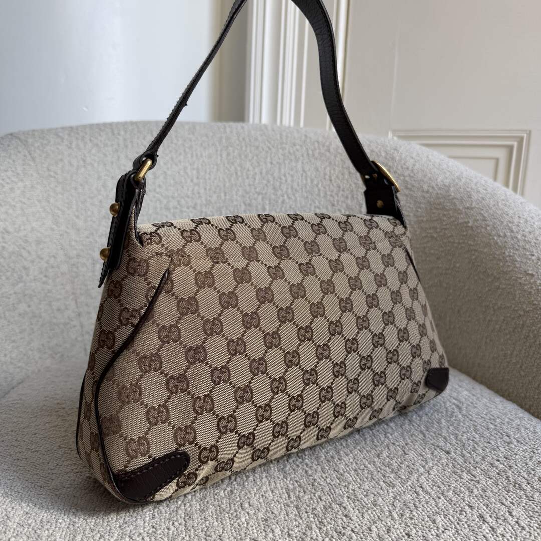 Gucci GG Canvas Horsebit Chain Brown Shoulder Bag