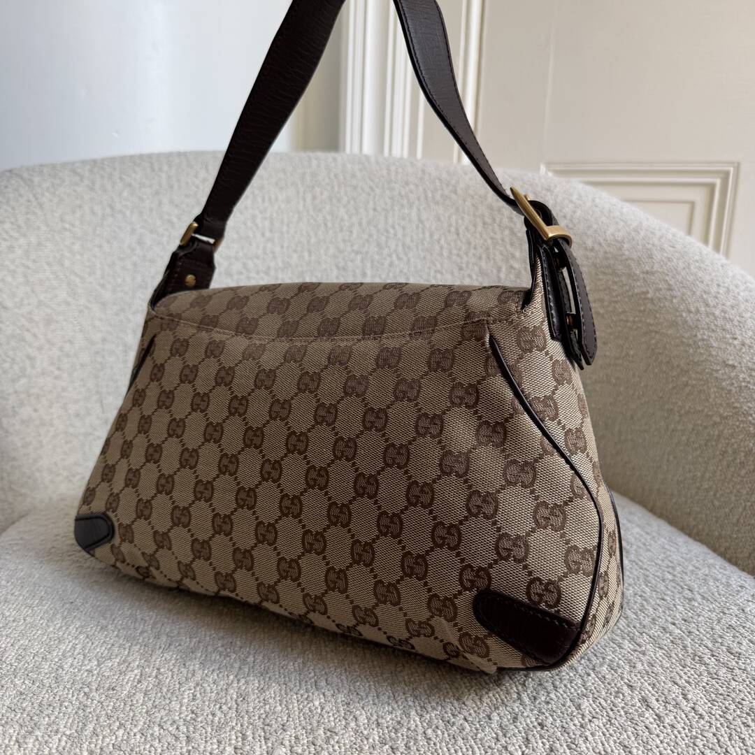 Gucci GG Canvas Horsebit Chain Brown Shoulder Bag