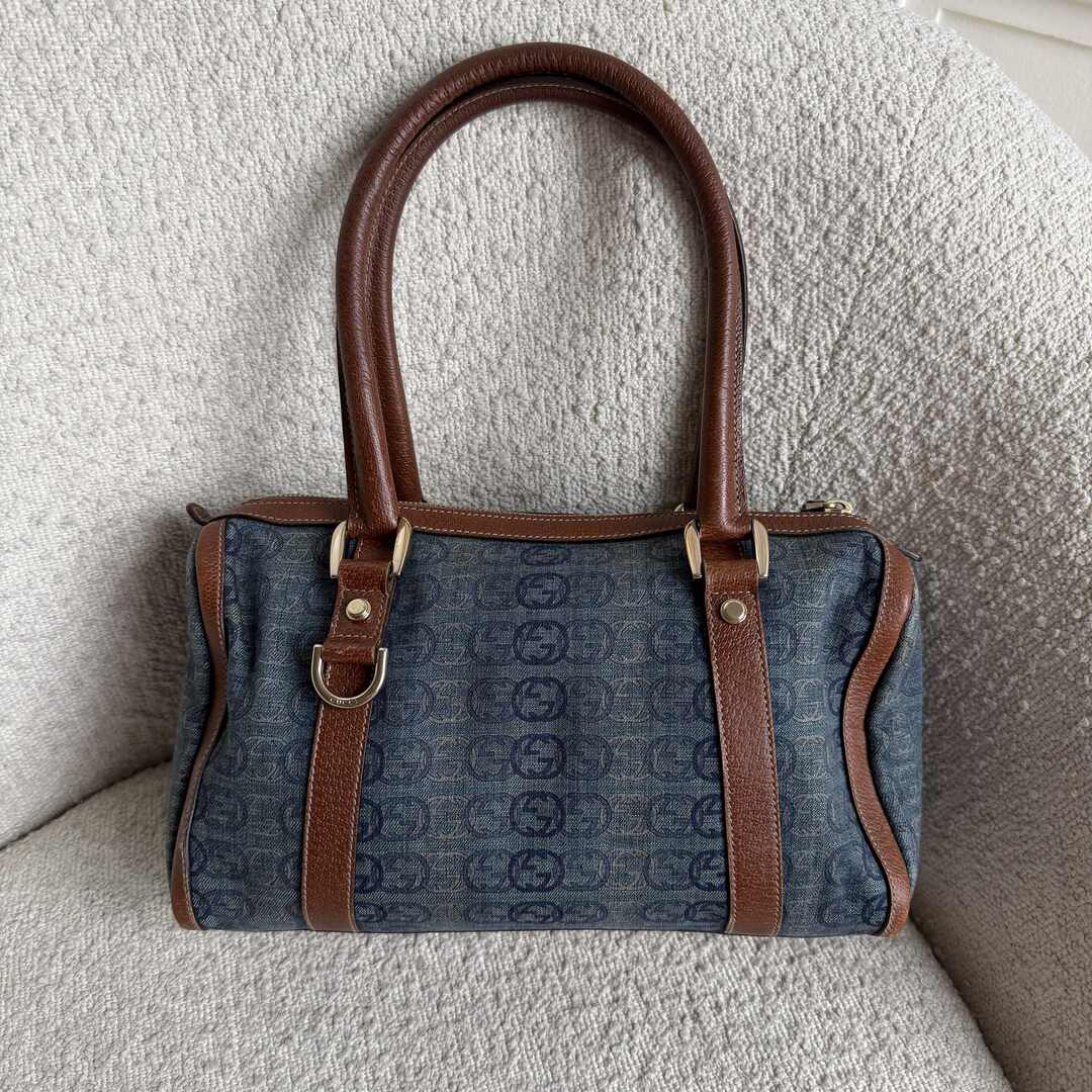 Gucci GG Denim Mini Abbey Boston Shoulder Bag