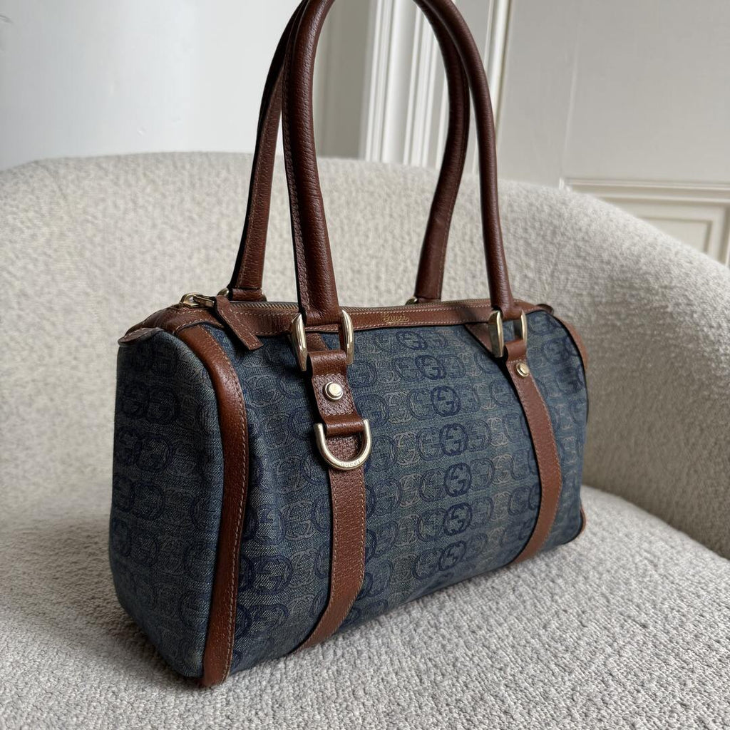 Gucci GG Denim Mini Abbey Boston Shoulder Bag