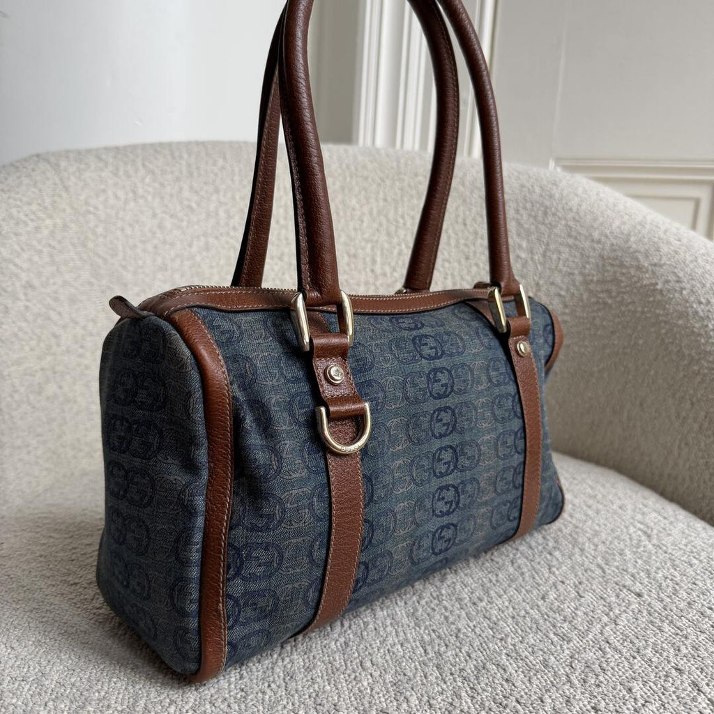 Gucci GG Denim Mini Abbey Boston Shoulder Bag