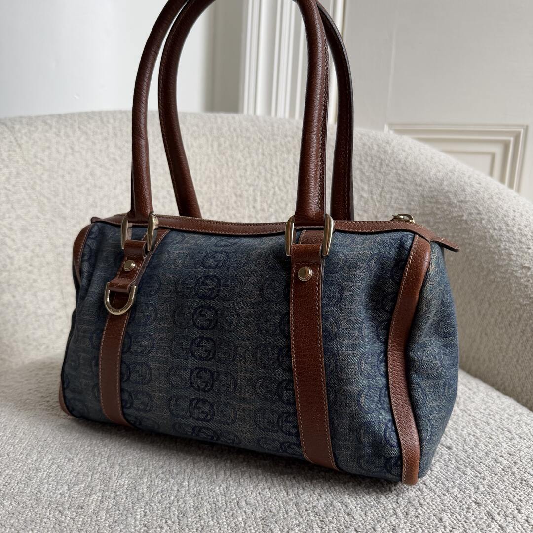 Gucci GG Denim Mini Abbey Boston Shoulder Bag